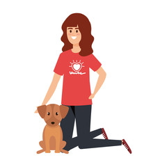 young woman volunteer with cute dog