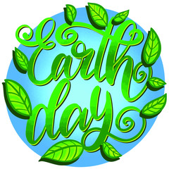 Earth Day handwritten lettering. Happy Earth Day typography vector design for greeting cards and poster. Design template celebration. Vector illustration.