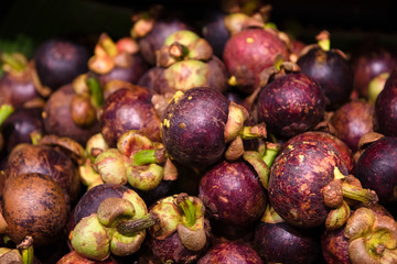 A pile of mangosteen in fresh market