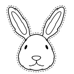 Cute bunny face dotted sticker. Vector illustration design