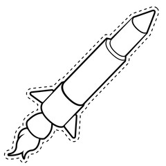 Isolated rocket dotted sticker. Vector illustration design