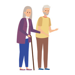 old couple with canes characters