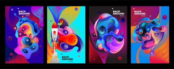 set of banner templates. universe. space. space trip. design. vector illustration. © yahya