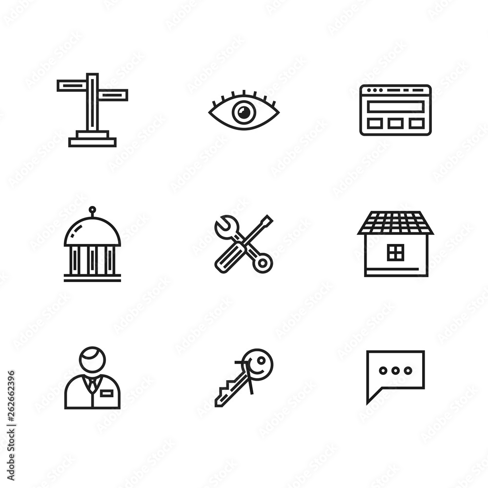 Poster 9 line icons set for web and user interface