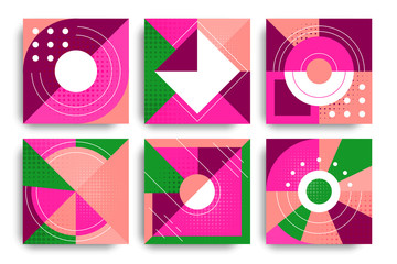 Set of geometric design cards. Abstract backgrounds are applicable for the design of covers, posters, vouchers, flyers and banners.