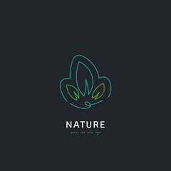 Fototapeta premium nature plant leaf logo in outline flat neon style illustration icon vector