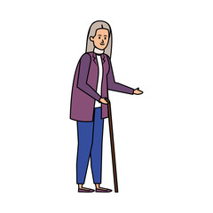 old woman with cane character