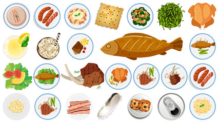 Set of different food