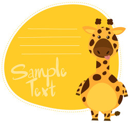 Cartoon giraffe note template