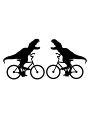 Fototapeta na wymiar duell kampf tyrannus saurus rex sport fahrrad t-rex dinosaurier dino saurier gefährlich brüllen lustig fahren sport bike drahtesel gesund clipart design mountainbike herrenfahrrad logo