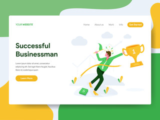 Landing page template of Successful Businessman Illustration Concept. Modern Flat design concept of web page design for website and mobile website.Vector illustration
