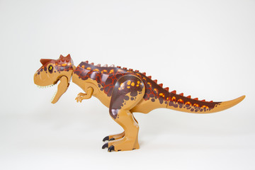 Dinosaur, Plastic Toy Animal isolated on white background.