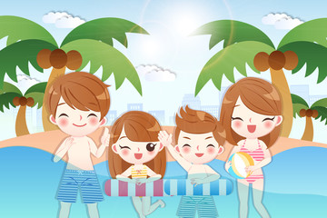 cute cartoon happy family