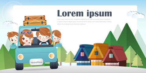 cute cartoon happy family