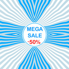Mega sale blue white striped banner poster design template 