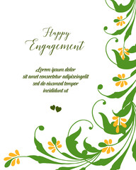 Fototapeta na wymiar Vector illustration leaf floral frame for writing invitation of happy engagement