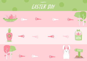 Frame of board Easter game ,Funny frame,Board games,rabbit,eggs,Vector illustrations