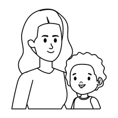 young mother with little son characters