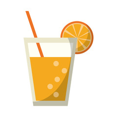 Orange juice cup with straw drink