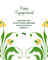 Vector illustration green leaf floral frame for celebration of happy engagement