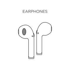 earphones, line icon vector. white background
