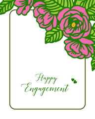 Vector illustration beautiful blossom flower frame for card of happy engagement