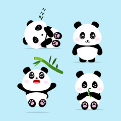 Cute panda cartoon vector set. Vector concept illustration for design.