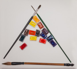 paint brushes pastel acrylic paint tools ready