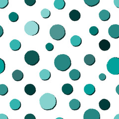 Seamless grunge pattern with turquoise polka dots