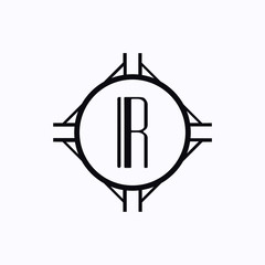 Vector vintage modern art deco emblem with monogram