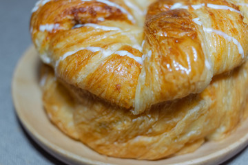 Toast on a wooden tray