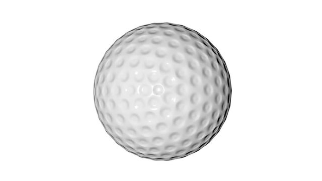 Golf ball rotating on white background. Golf ball animation