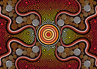 Aboriginal dot art vector background