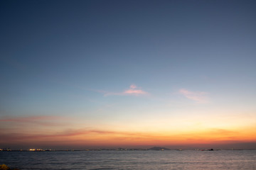 Colorful of sunset on sea scape background