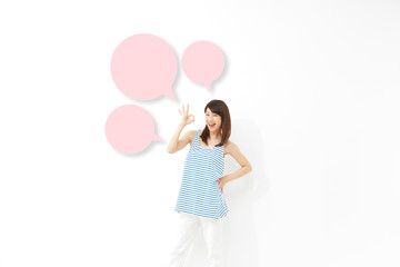 女性　白バック