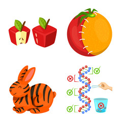 Isolated object of modified and genetically sign. Collection of modified and science vector icon for stock.