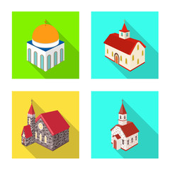 Vector design of temple and historic logo. Collection of temple and faith vector icon for stock.