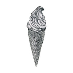  Watercolor illustration, composition, - ice cream