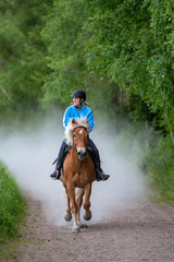 Fototapeta na wymiar Woman horseback riding