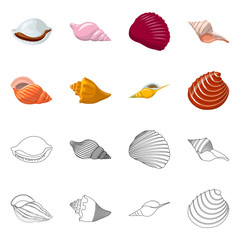 Vector illustration of animal and decoration icon. Collection of animal and ocean stock vector illustration.