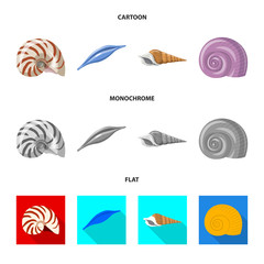 Vector illustration of animal and decoration symbol. Set of animal and ocean stock vector illustration.