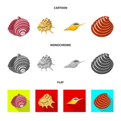 Vector illustration of animal and decoration logo. Set of animal and ocean stock vector illustration.