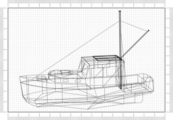 Fishing Boat Architect Blueprint 