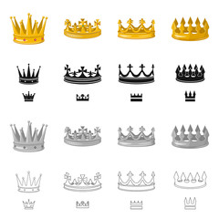 Isolated object of medieval and nobility logo. Collection of medieval and monarchy stock vector illustration.