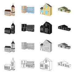 Fototapeta premium Vector illustration of facade and housing icon. Collection of facade and infrastructure stock symbol for web.