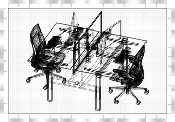 Office Desk Architect Blueprint 
