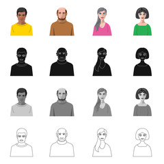 Fototapeta premium Isolated object of hairstyle and profession logo. Collection of hairstyle and character stock symbol for web.