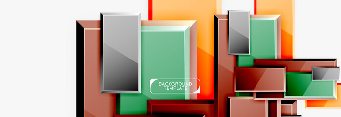 Geometrical design squares abstract banner, glossy shiny effects