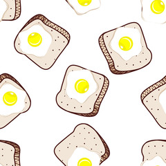 Seamless tasty breakfast with toast and omelet