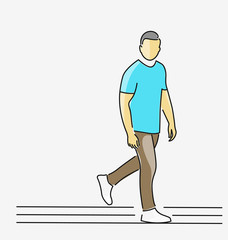 Happy Man Standing - Single Line Drawing Design.